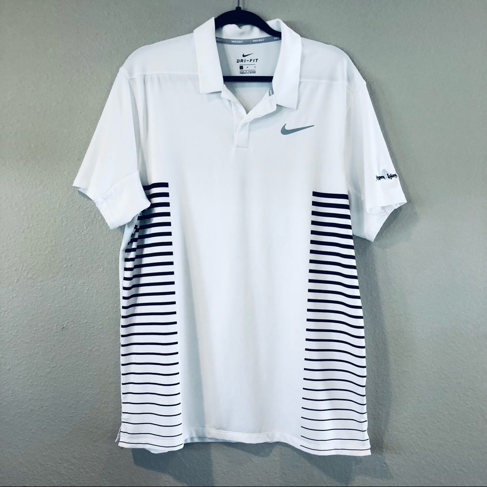 Nike Golf Dri Fit Short Sleeve Collared Tee Shirt White Size Large